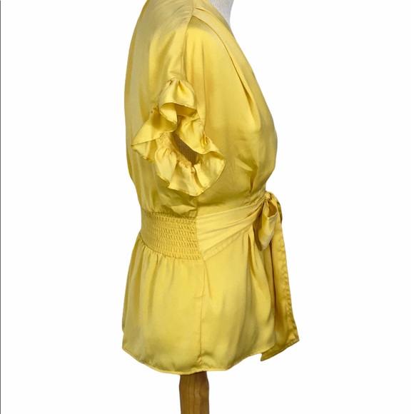 Max Studio Tie Waist Ruffle Satin Top S - Picture 4 of 5